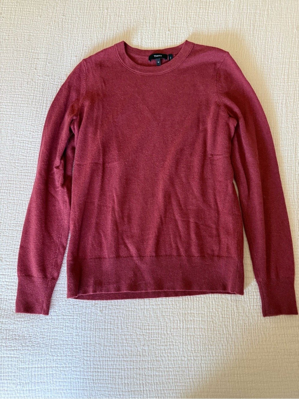 Theory Women’s Burgundy Cashmere Crewneck Sweater Sz M